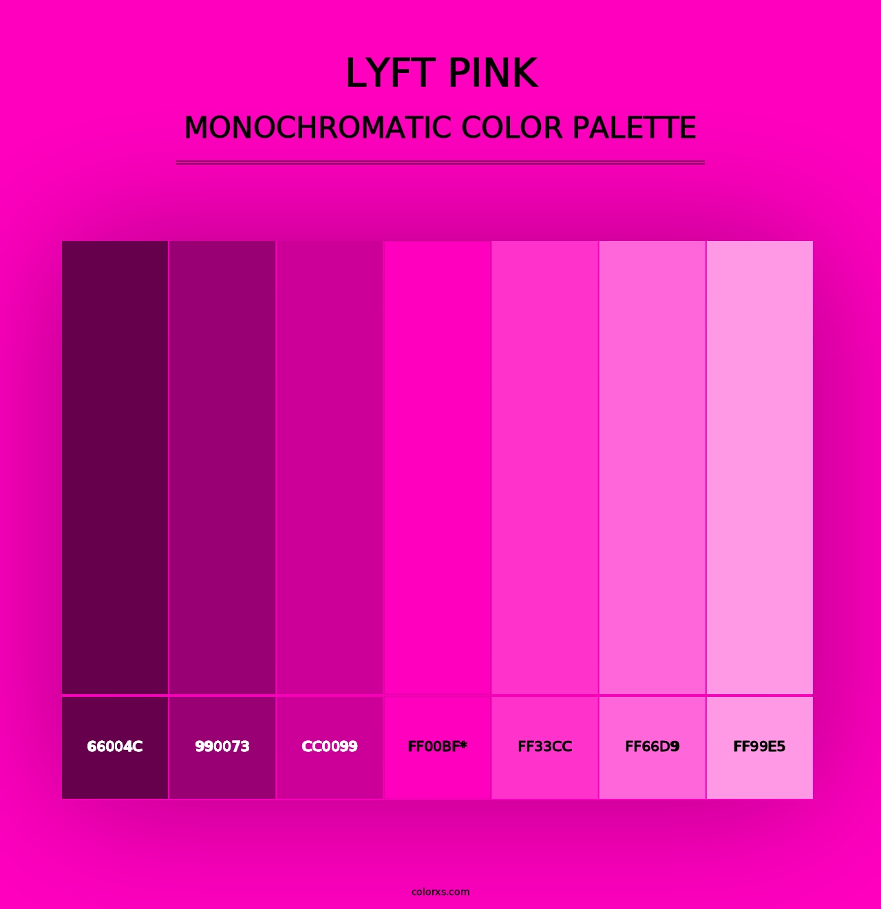 Lyft Pink - Monochromatic Color Palette