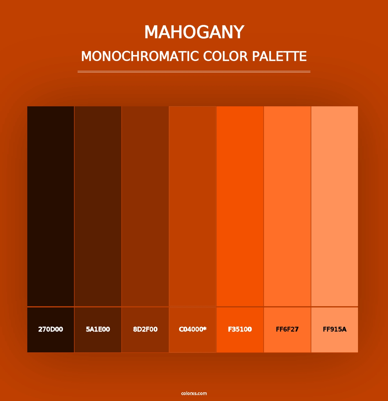 Mahogany - Monochromatic Color Palette