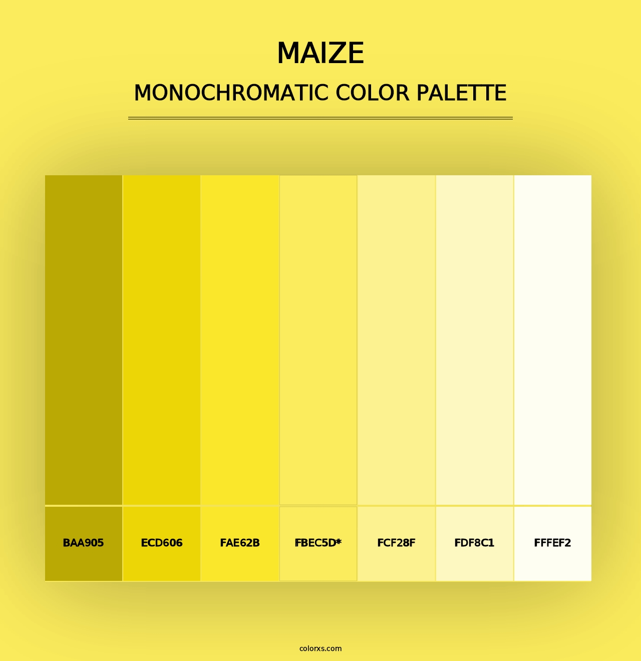 Maize - Monochromatic Color Palette