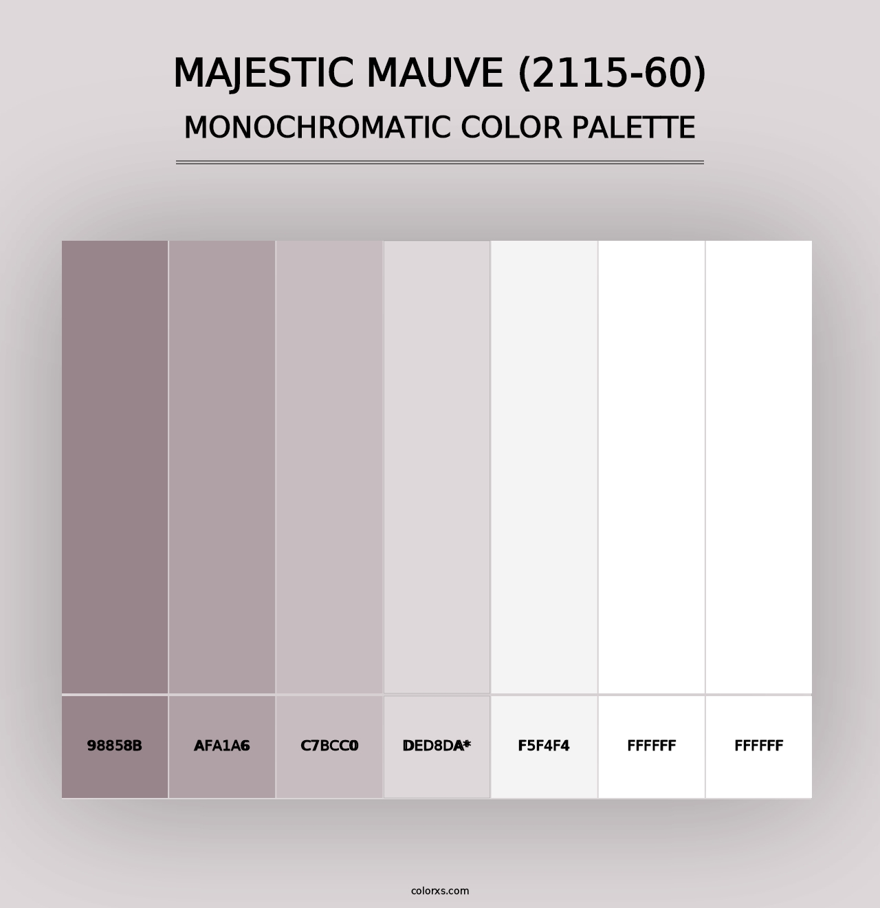 Majestic Mauve (2115-60) - Monochromatic Color Palette