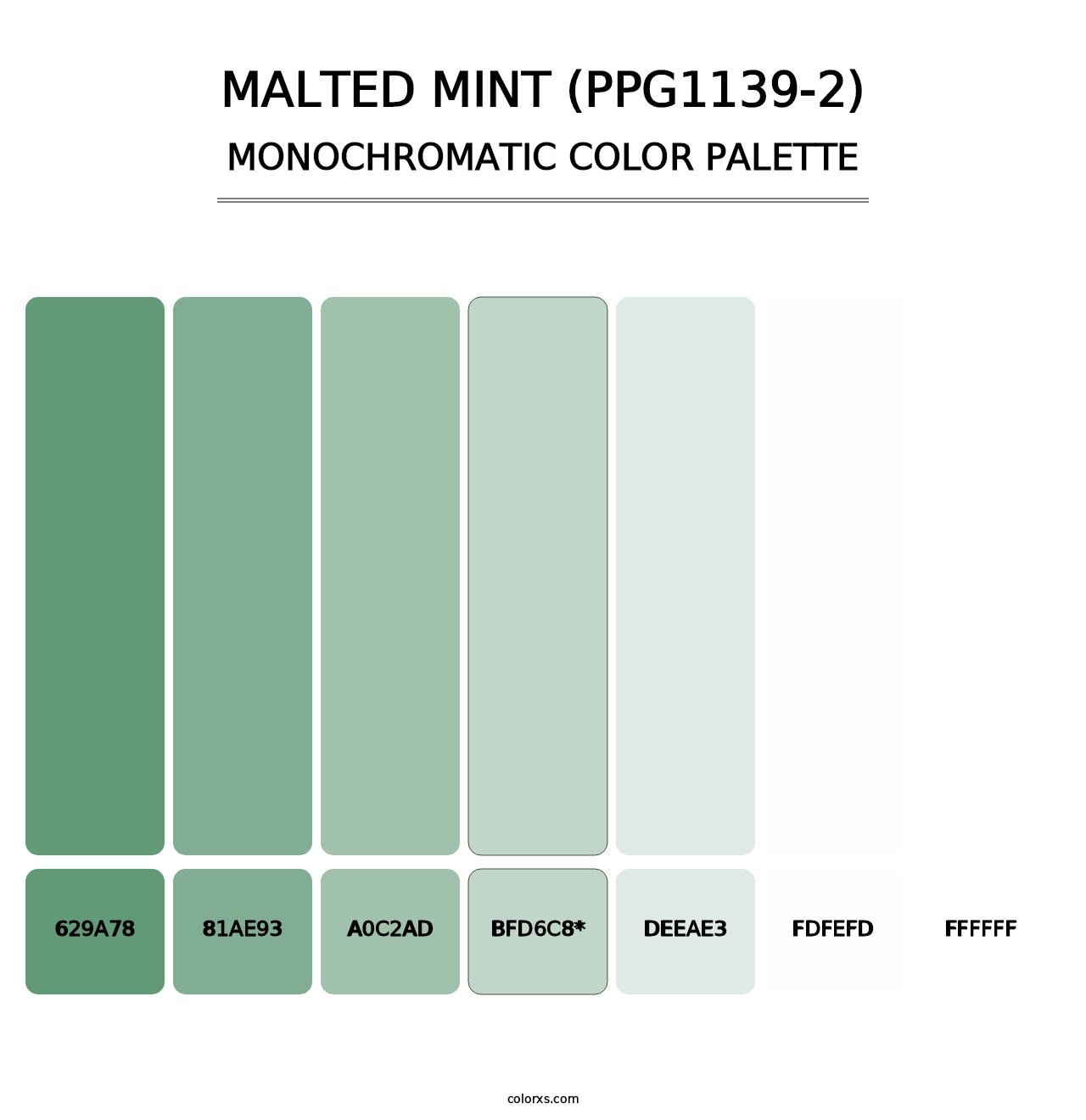 Malted Mint (PPG1139-2) - Monochromatic Color Palette