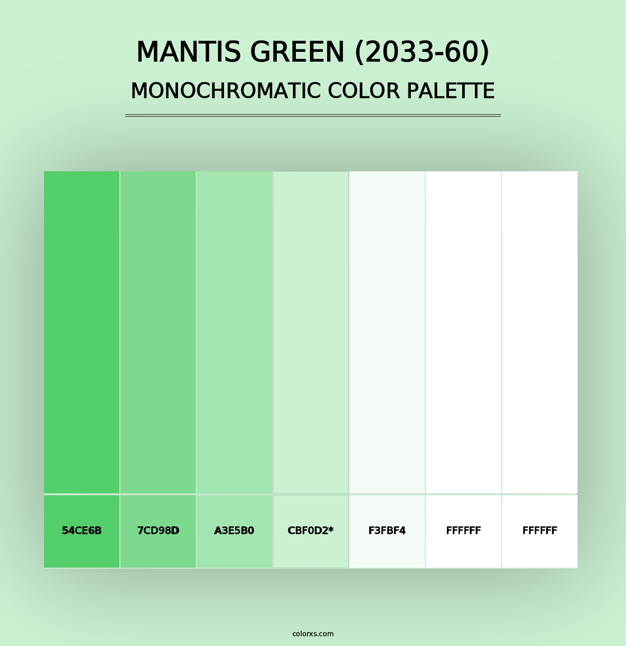 Mantis Green (2033-60) - Monochromatic Color Palette