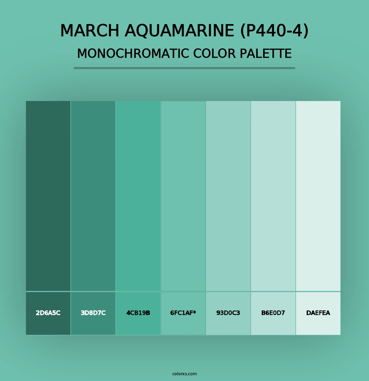 March Aquamarine (P440-4) - Monochromatic Color Palette