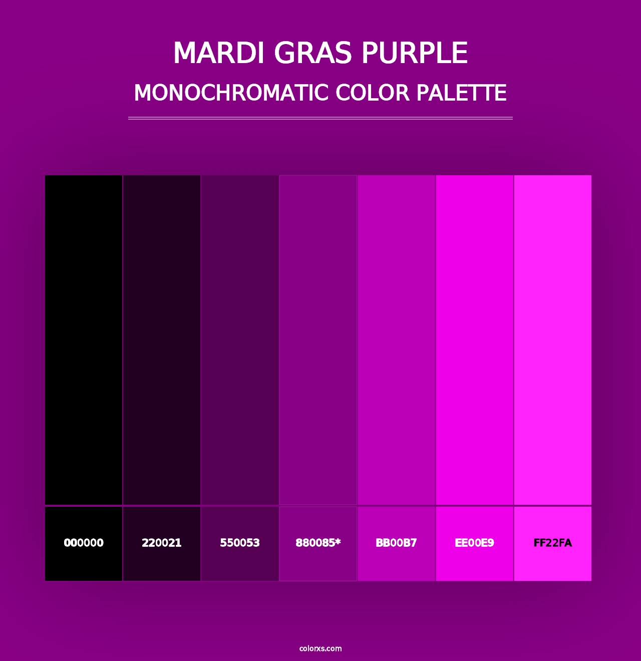 Mardi Gras Purple - Monochromatic Color Palette