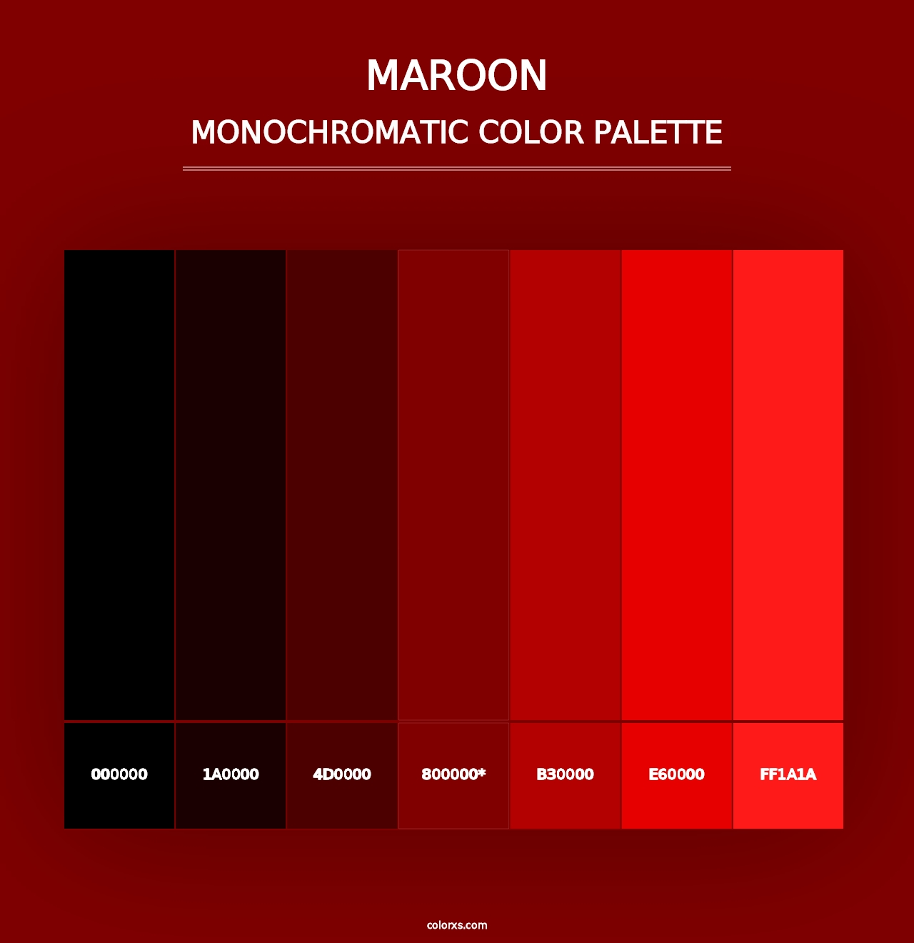 Maroon - Monochromatic Color Palette