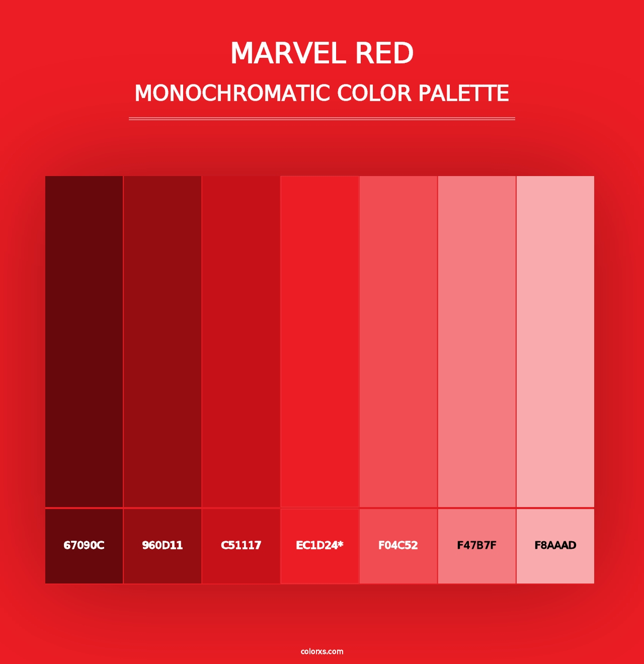 Marvel Red - Monochromatic Color Palette