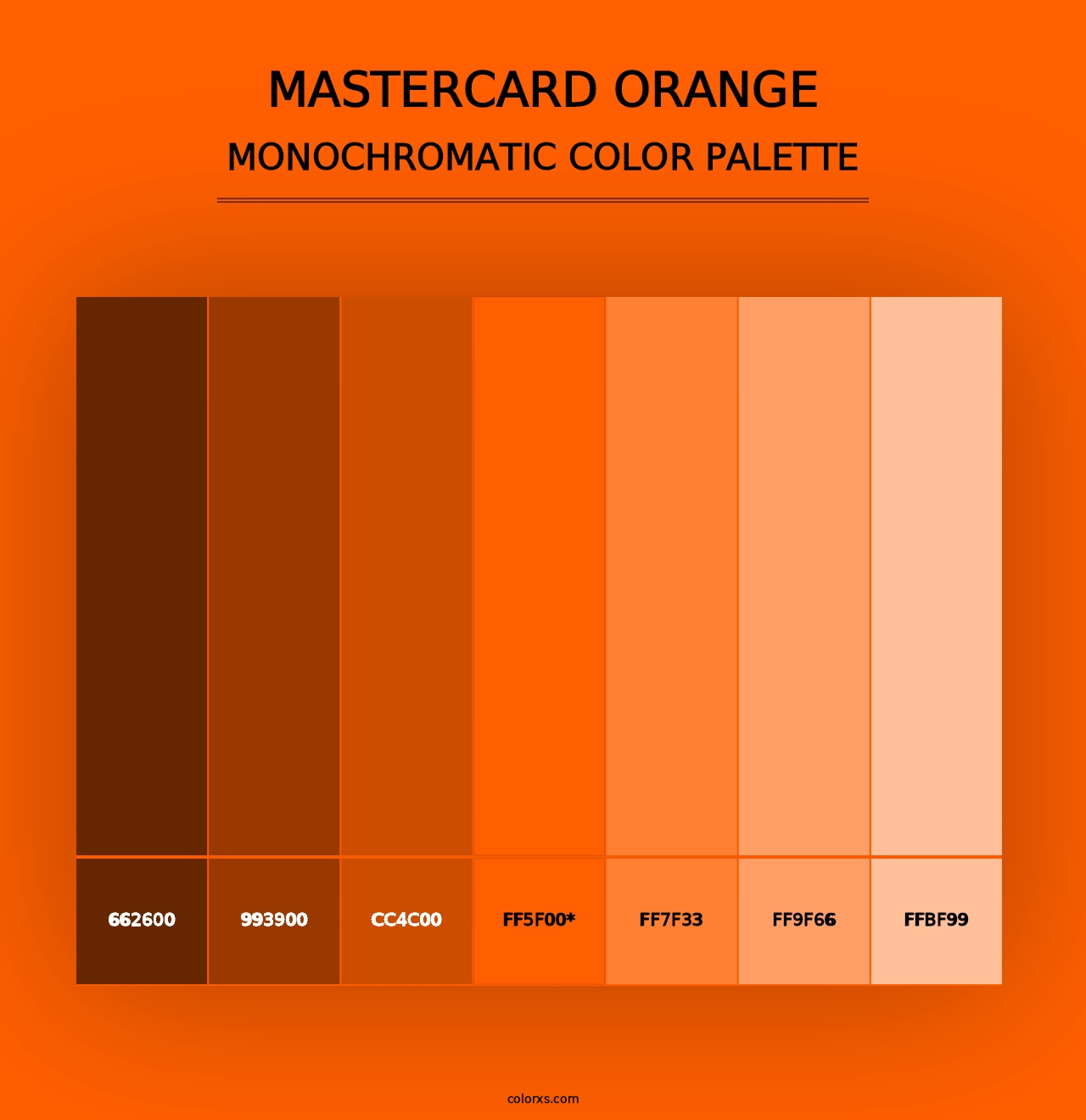 Mastercard Orange - Monochromatic Color Palette