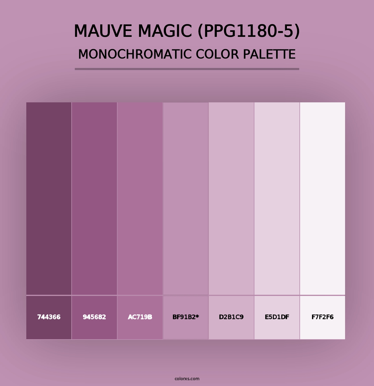 Mauve Magic (PPG1180-5) - Monochromatic Color Palette