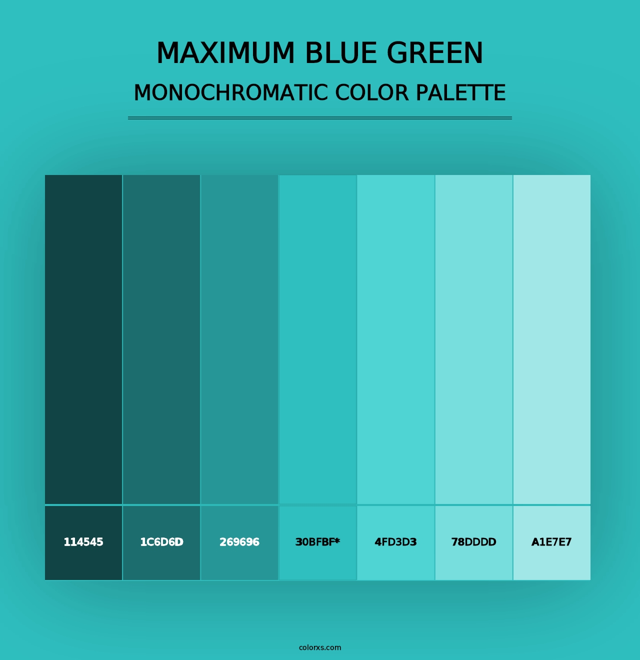 Maximum Blue Green - Monochromatic Color Palette