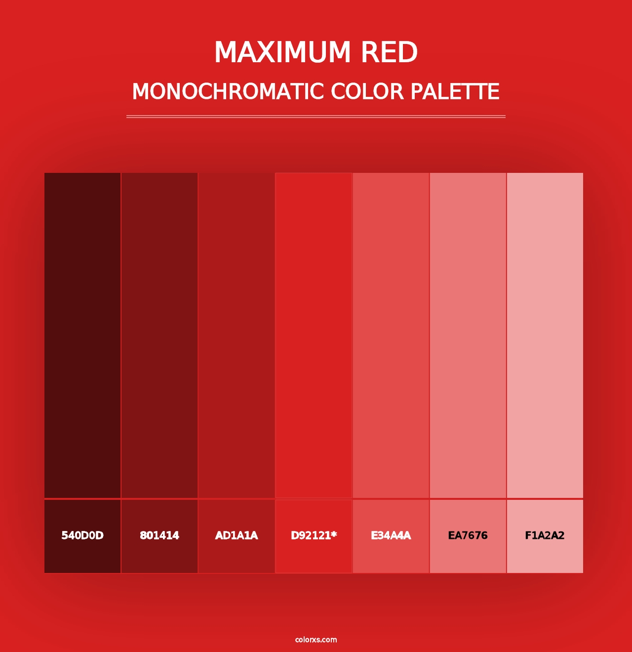 Maximum Red - Monochromatic Color Palette