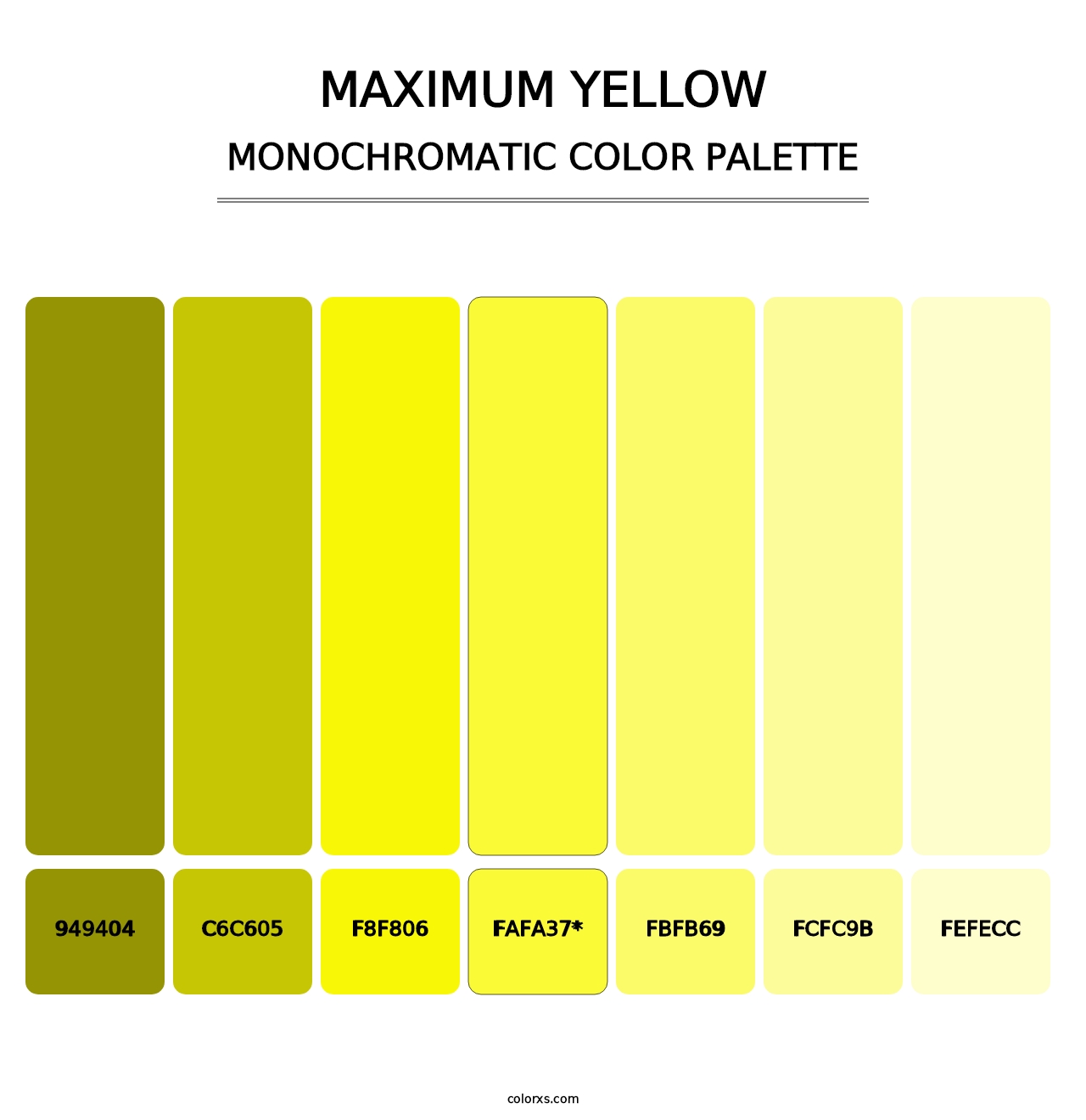 Maximum Yellow - Monochromatic Color Palette