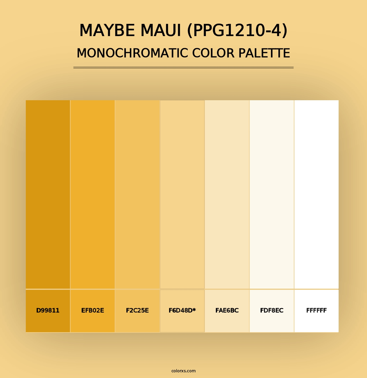 Maybe Maui (PPG1210-4) - Monochromatic Color Palette