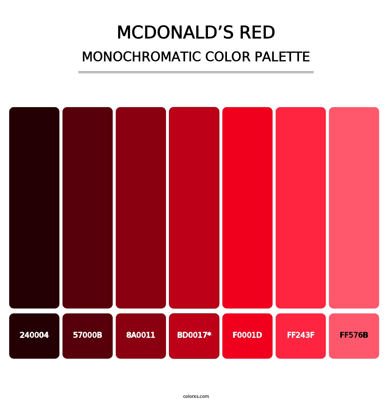 McDonald’s Red - Monochromatic Color Palette