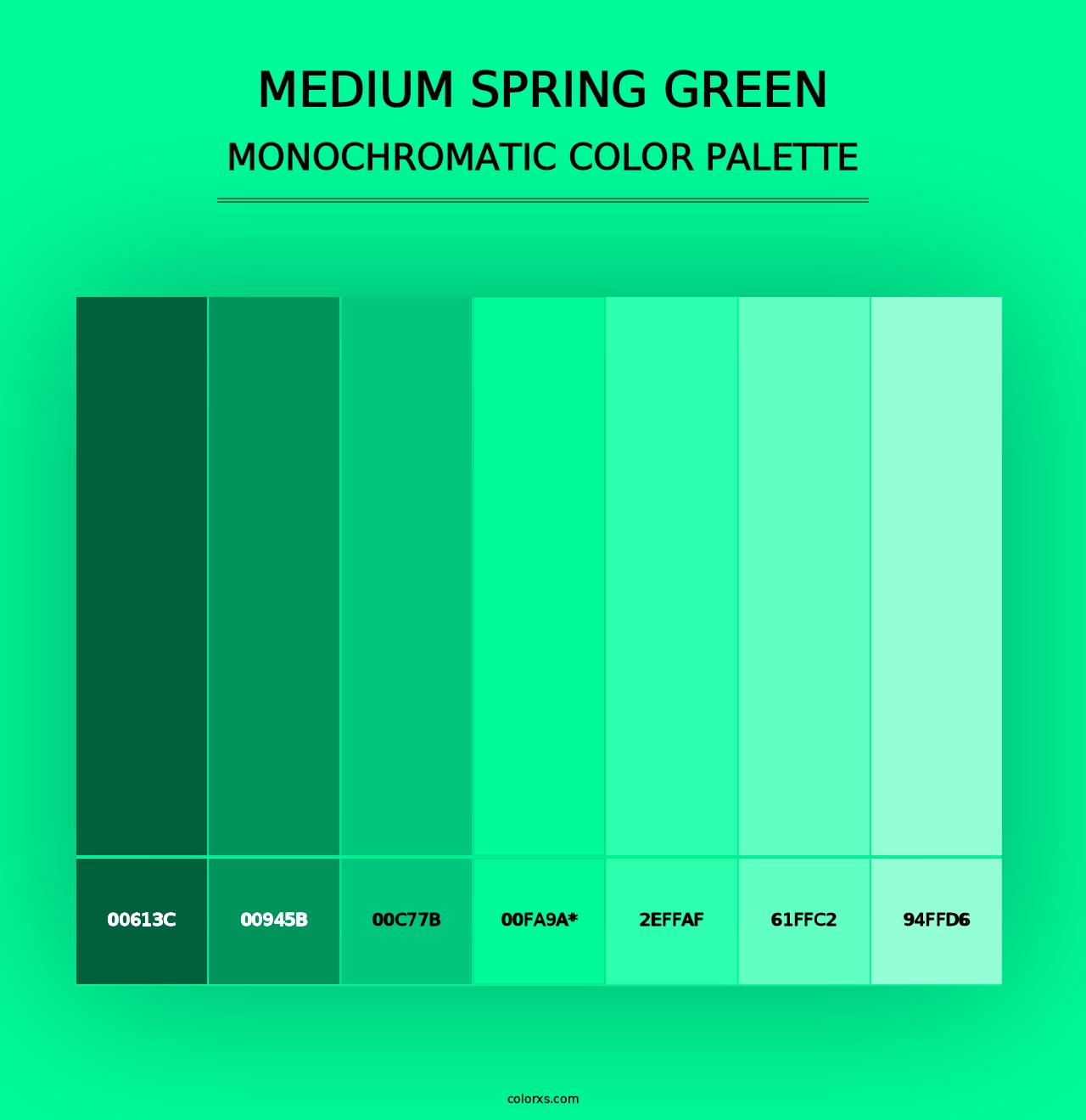 Medium Spring Green - Monochromatic Color Palette