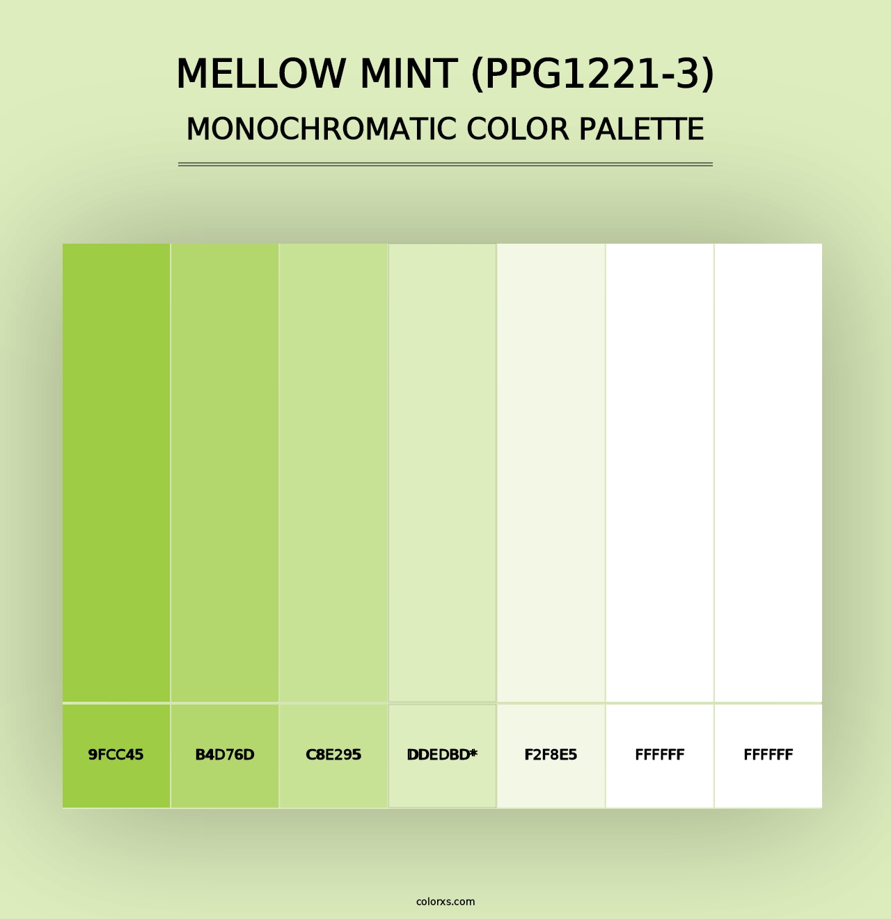 Mellow Mint (PPG1221-3) - Monochromatic Color Palette