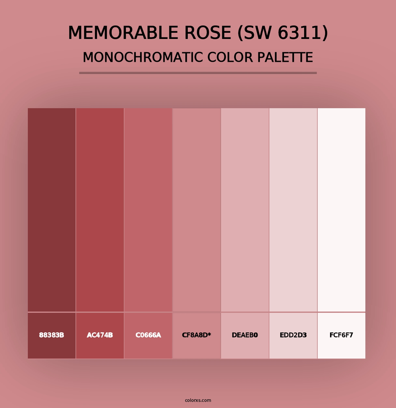 Memorable Rose (SW 6311) - Monochromatic Color Palette