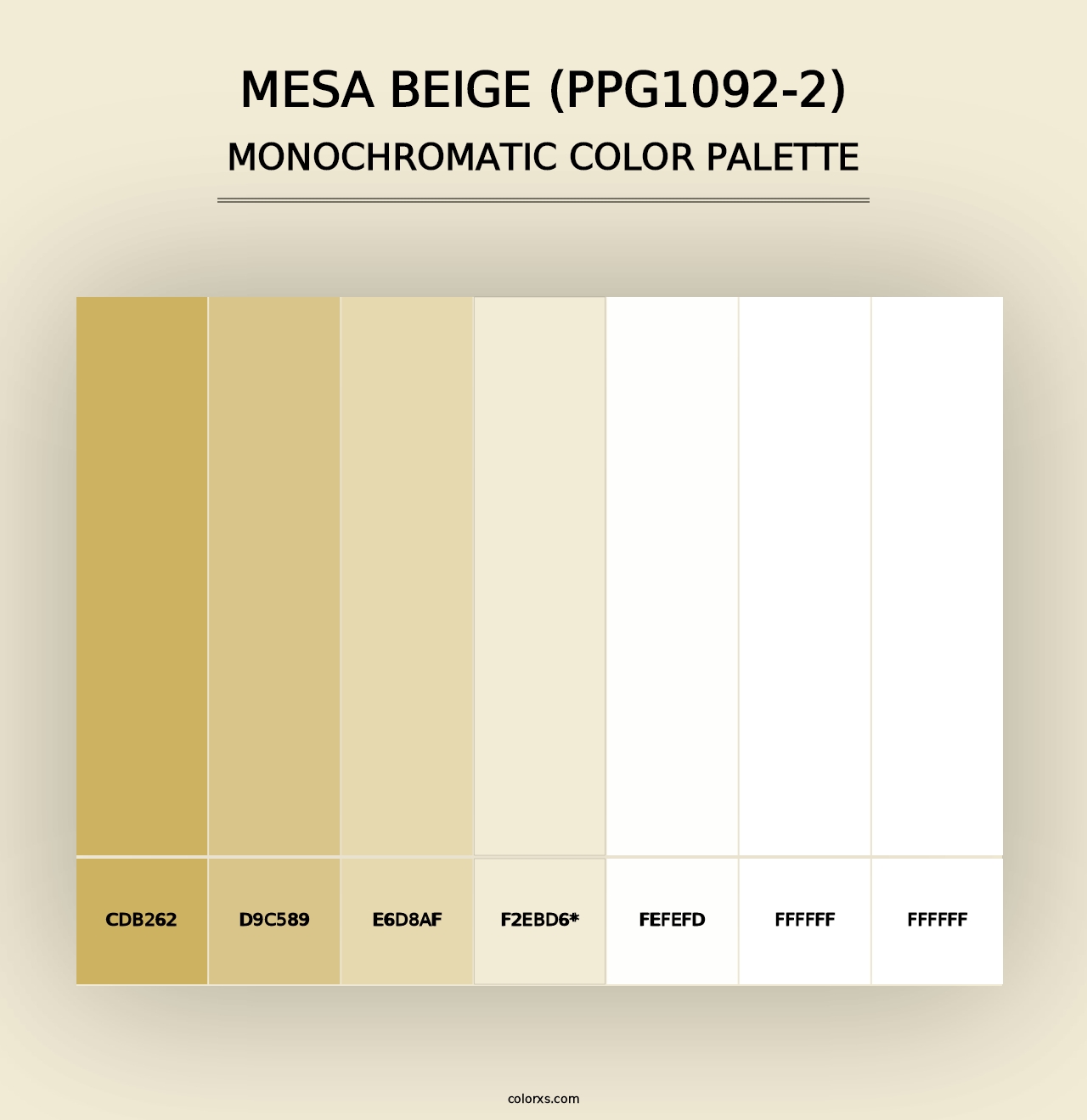 Mesa Beige (PPG1092-2) - Monochromatic Color Palette