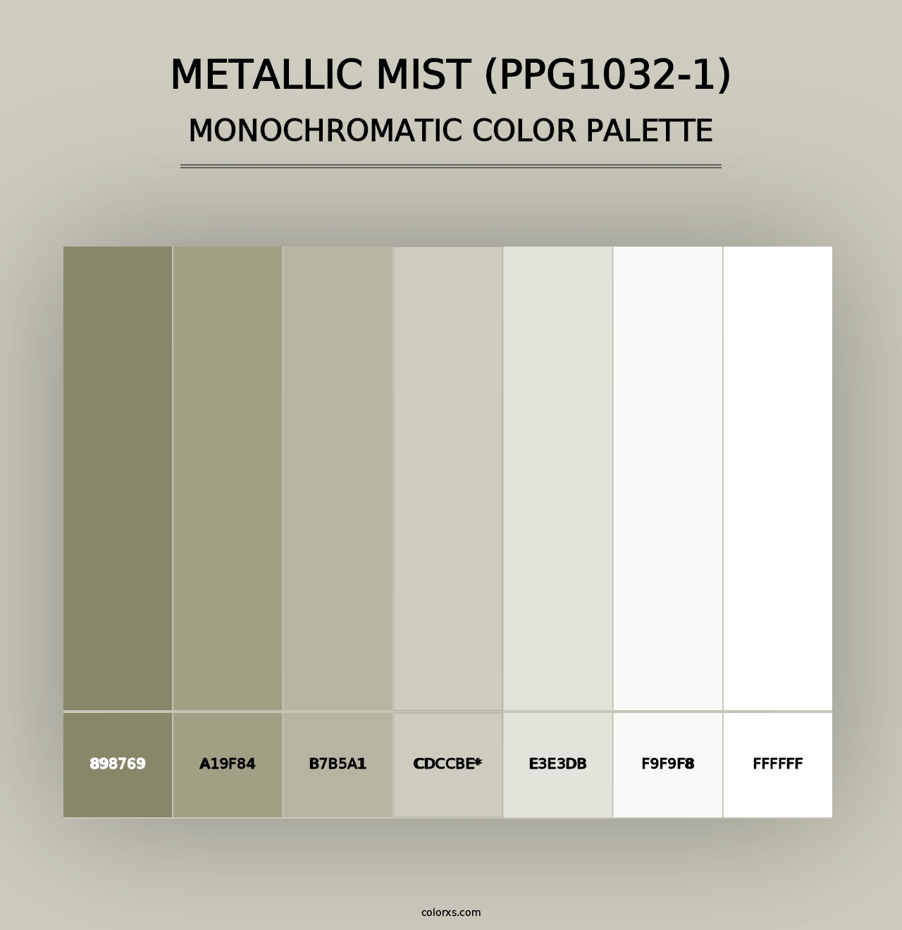 Metallic Mist (PPG1032-1) - Monochromatic Color Palette