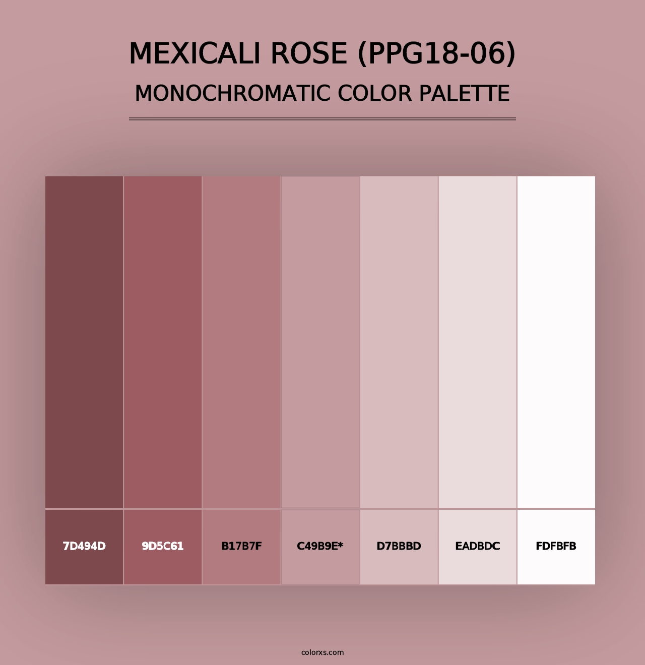 Mexicali Rose (PPG18-06) - Monochromatic Color Palette