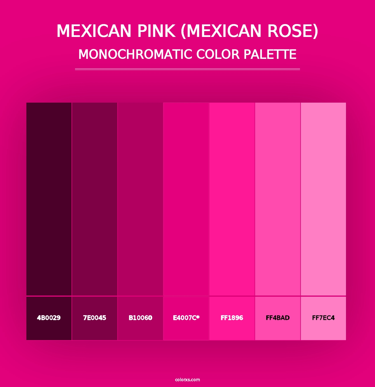 Mexican Pink (Mexican Rose) - Monochromatic Color Palette