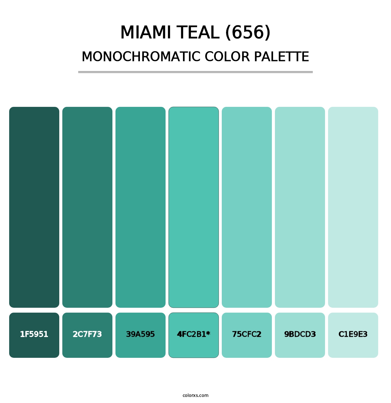 Miami Teal (656) - Monochromatic Color Palette