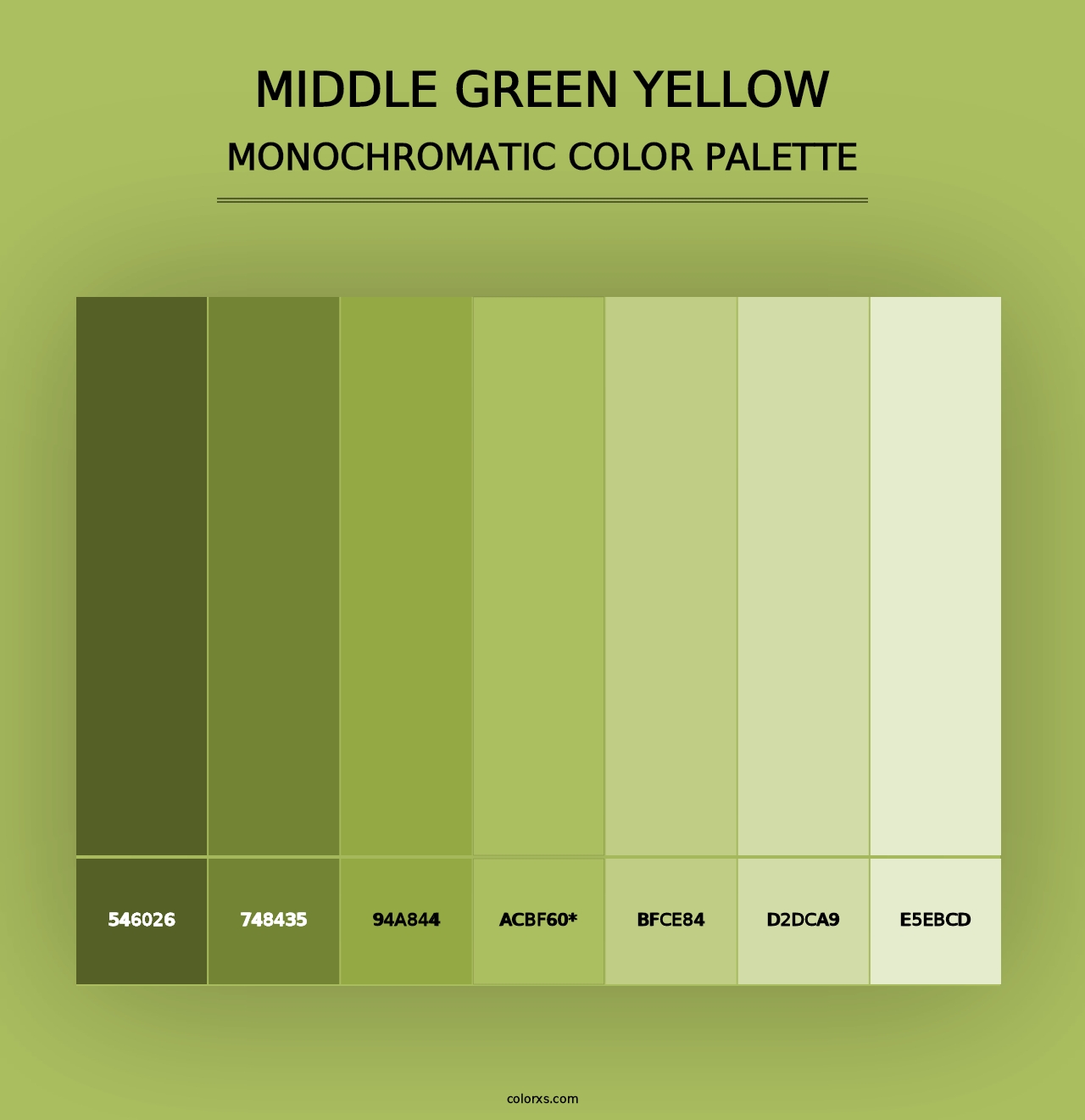 Middle Green Yellow - Monochromatic Color Palette