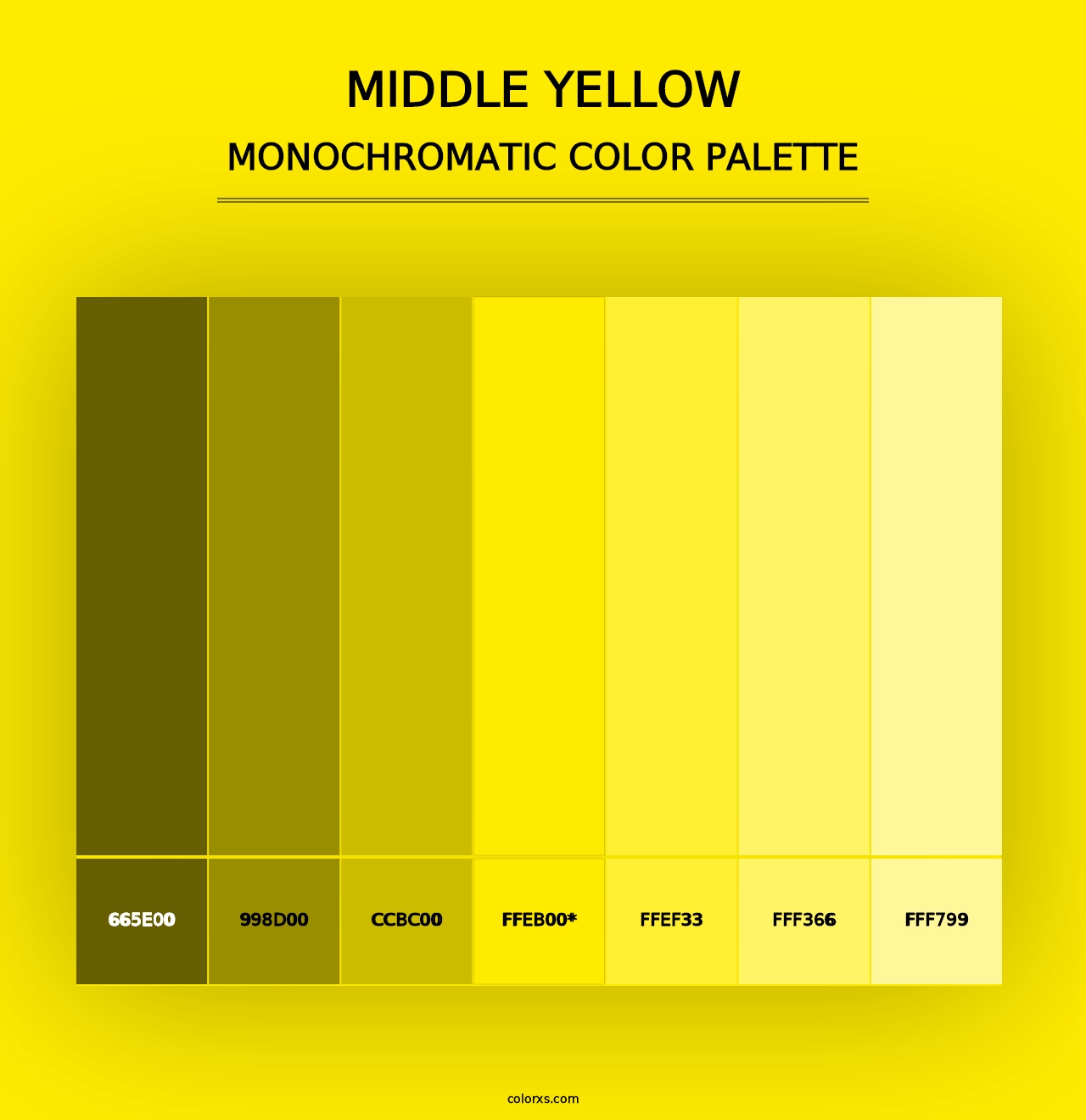 Middle Yellow - Monochromatic Color Palette