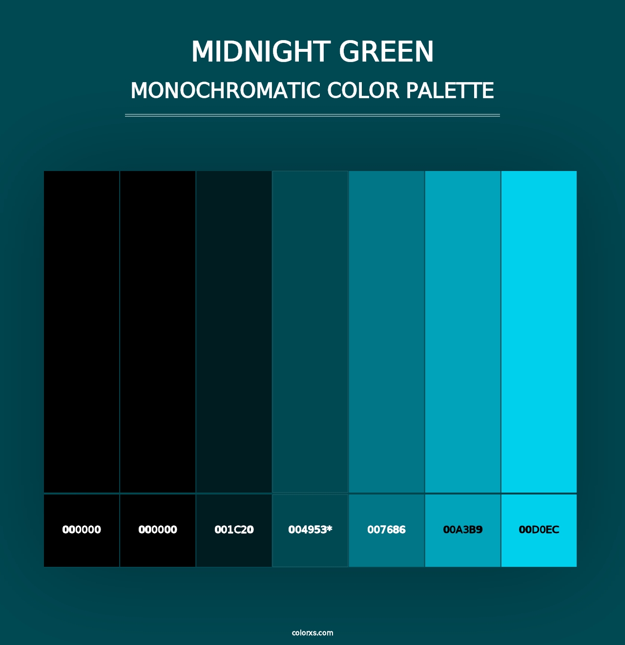 Midnight Green - Monochromatic Color Palette