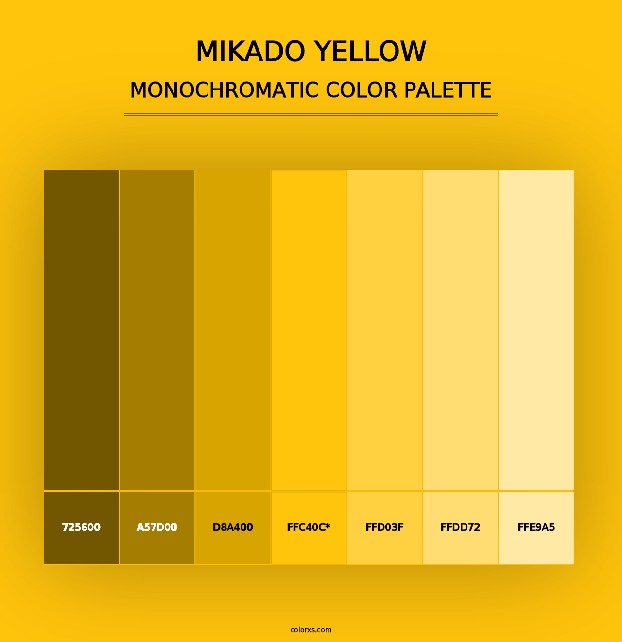 Mikado yellow - Monochromatic Color Palette