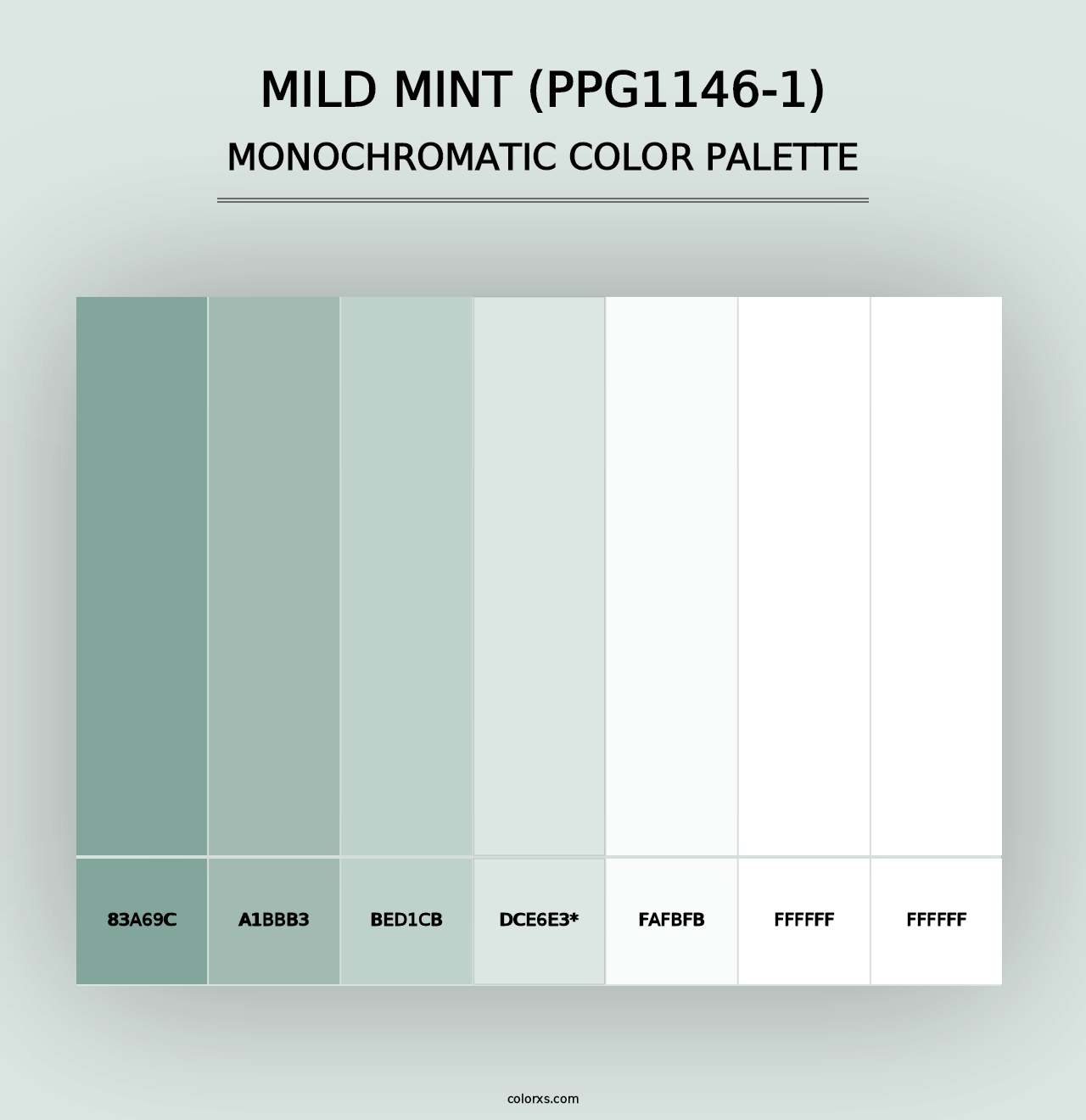 Mild Mint (PPG1146-1) - Monochromatic Color Palette