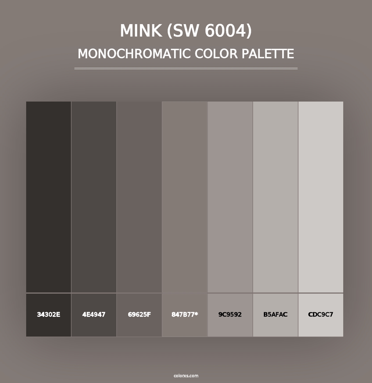 Mink (SW 6004) - Monochromatic Color Palette