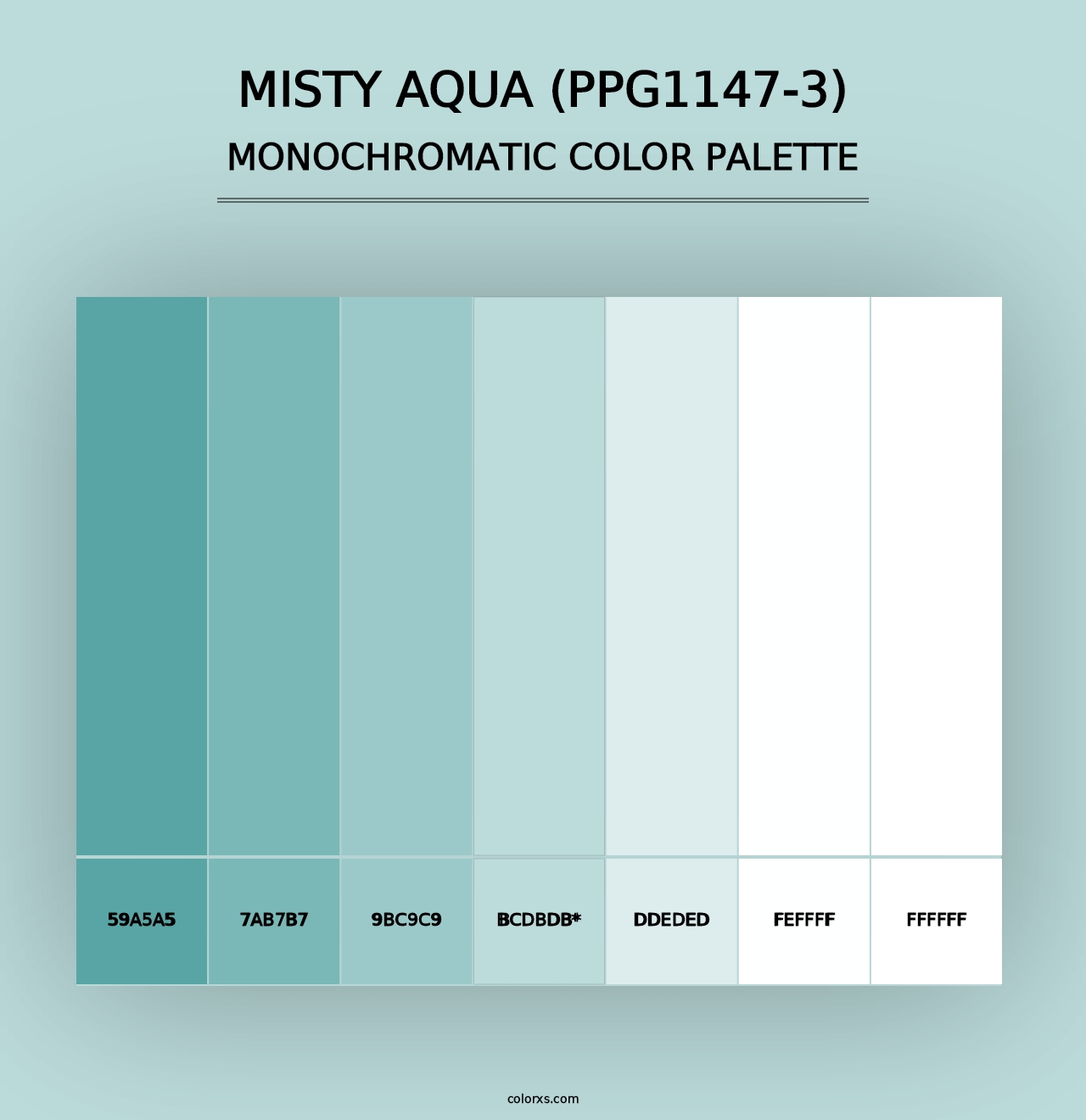 Misty Aqua (PPG1147-3) - Monochromatic Color Palette