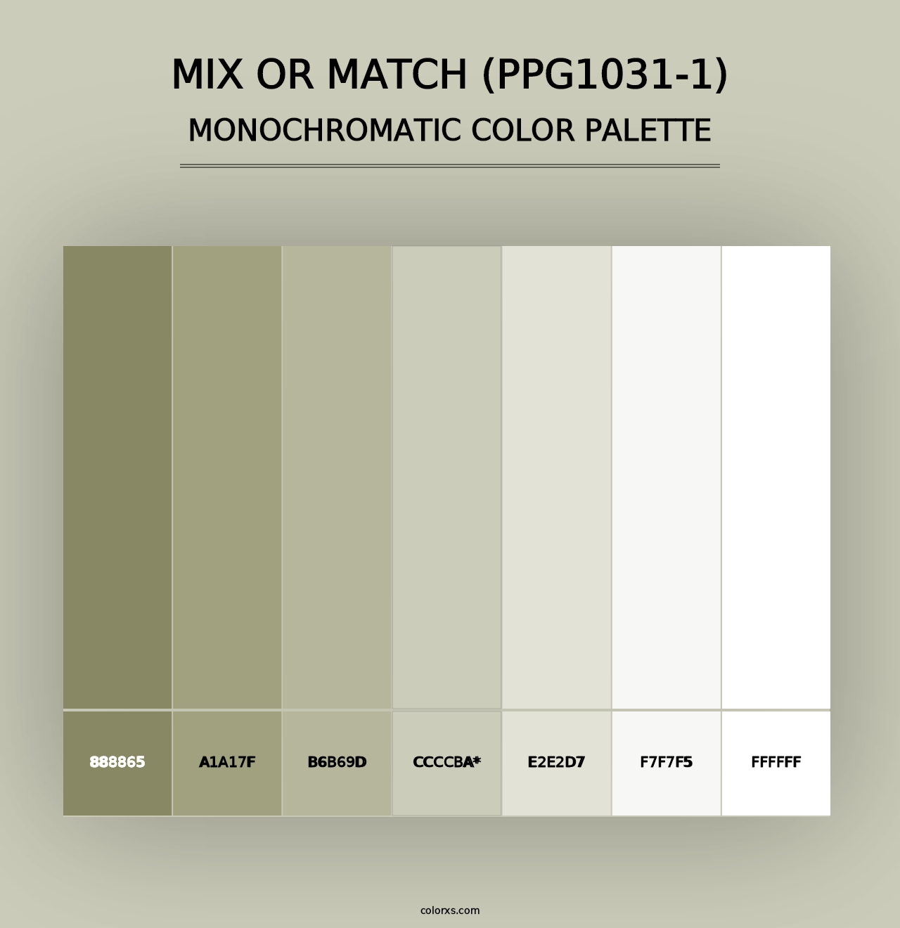 Mix Or Match (PPG1031-1) - Monochromatic Color Palette