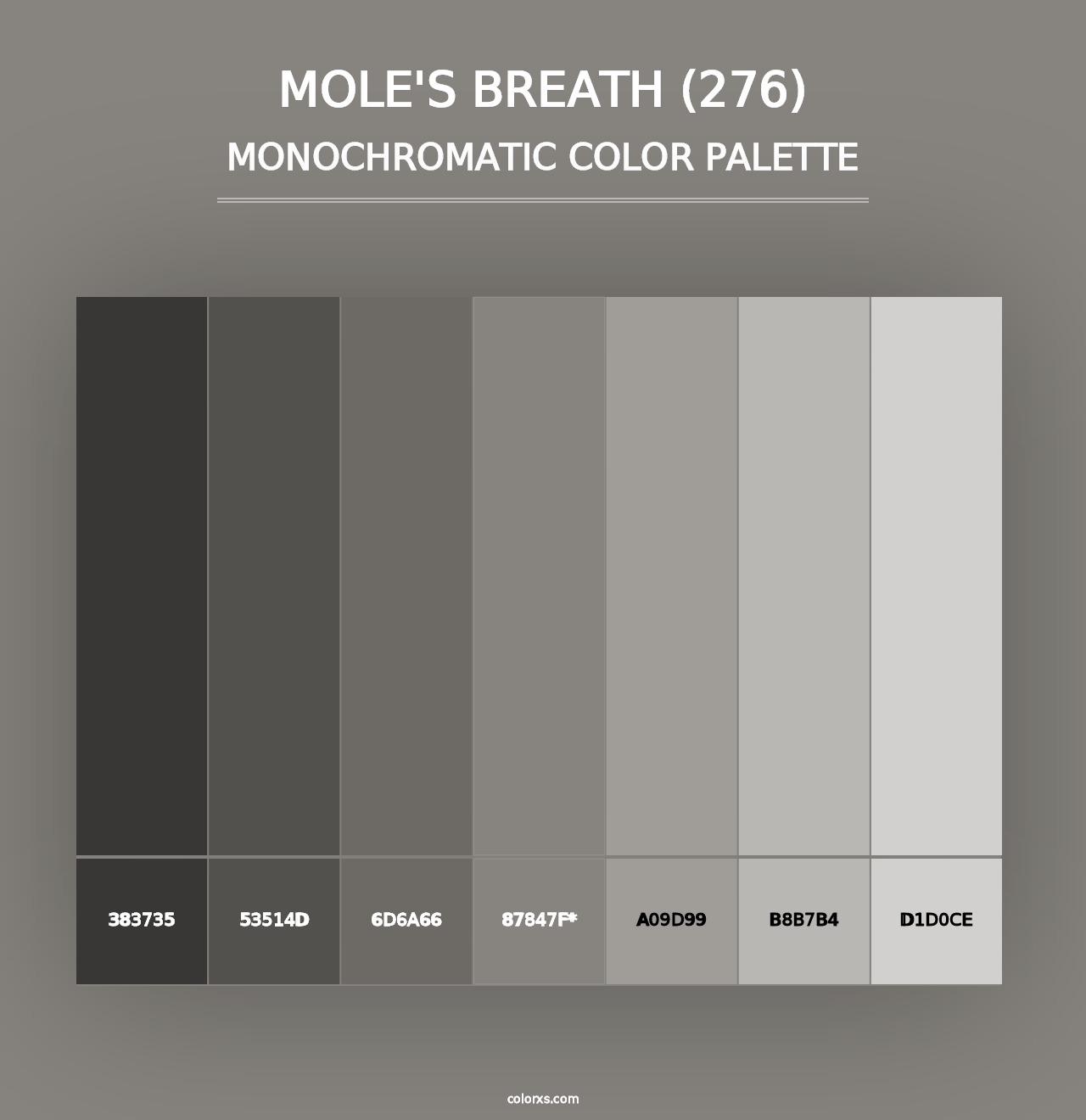 Mole's Breath (276) - Monochromatic Color Palette