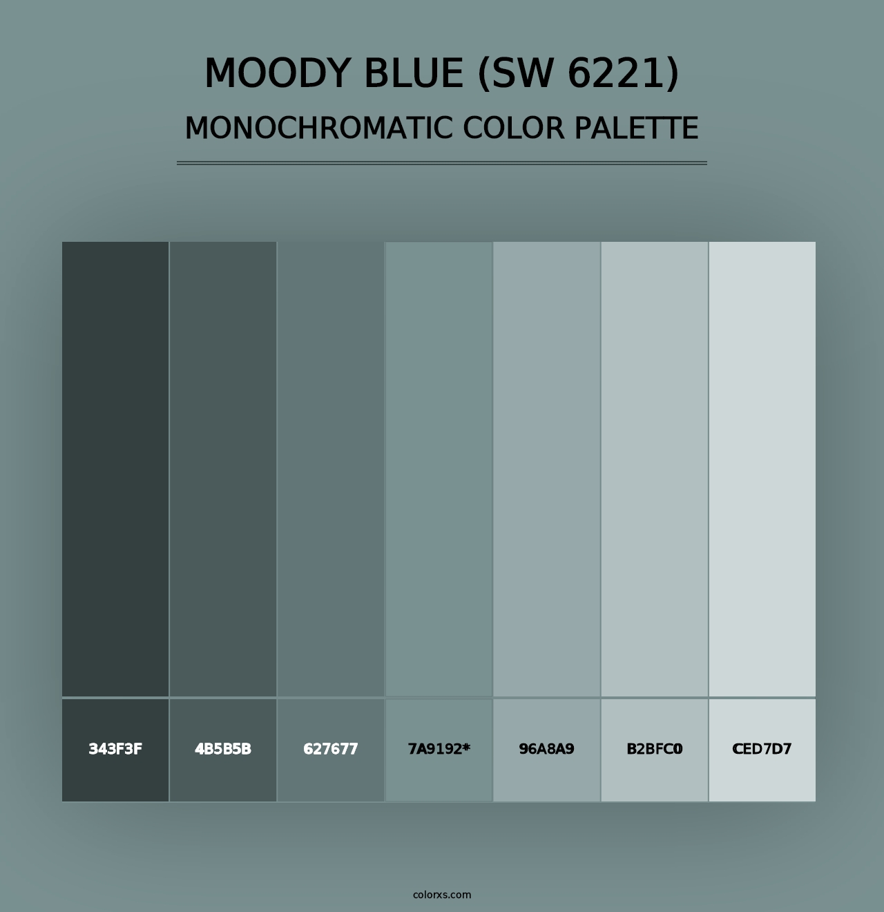 Moody Blue (SW 6221) - Monochromatic Color Palette