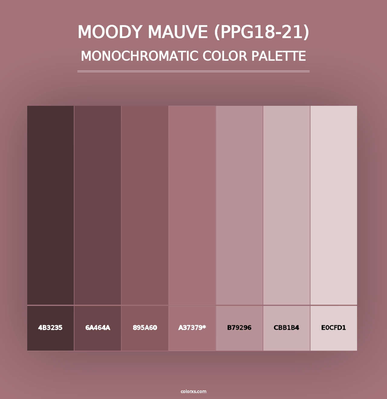 Moody Mauve (PPG18-21) - Monochromatic Color Palette