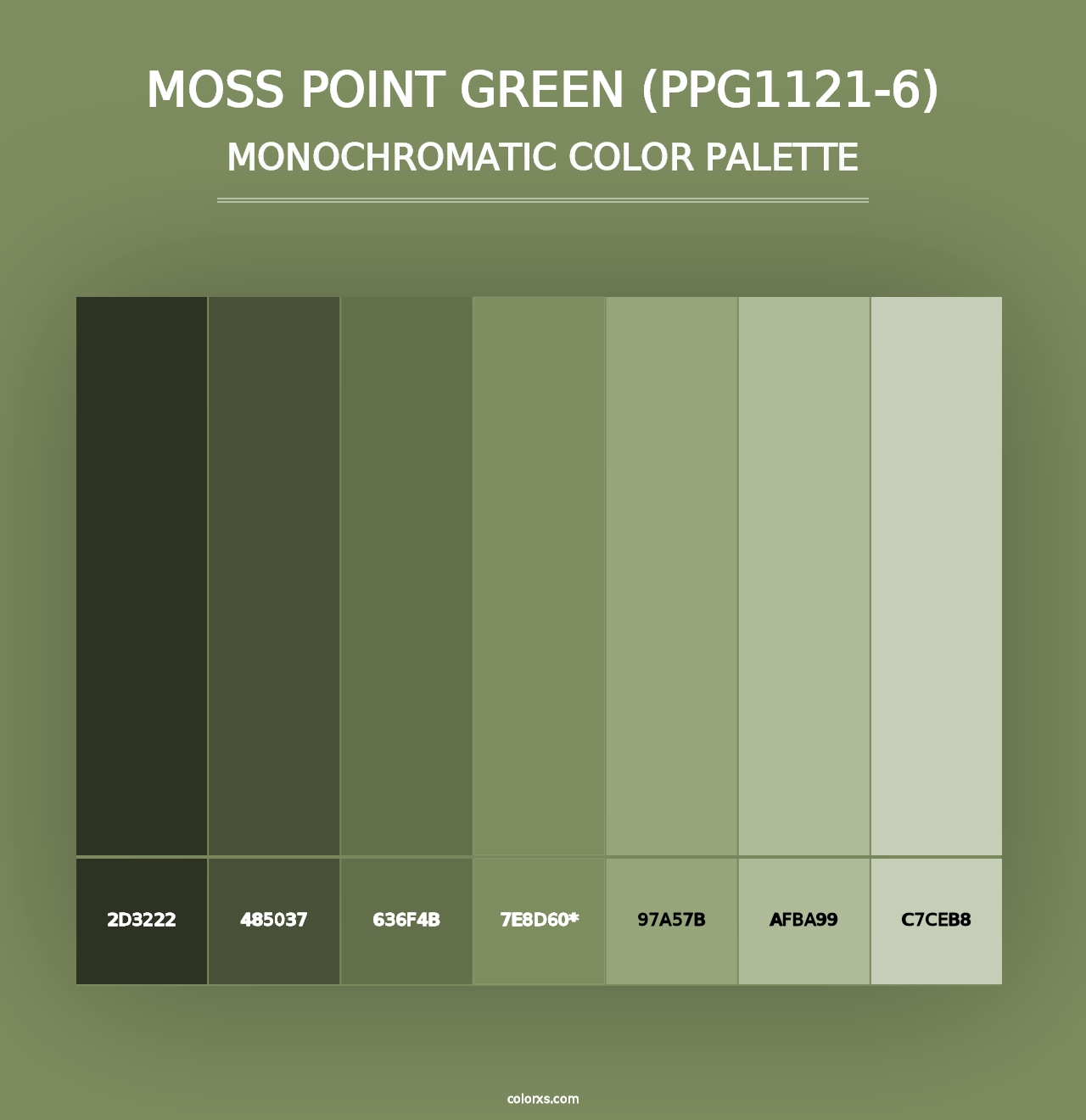 Moss Point Green (PPG1121-6) - Monochromatic Color Palette