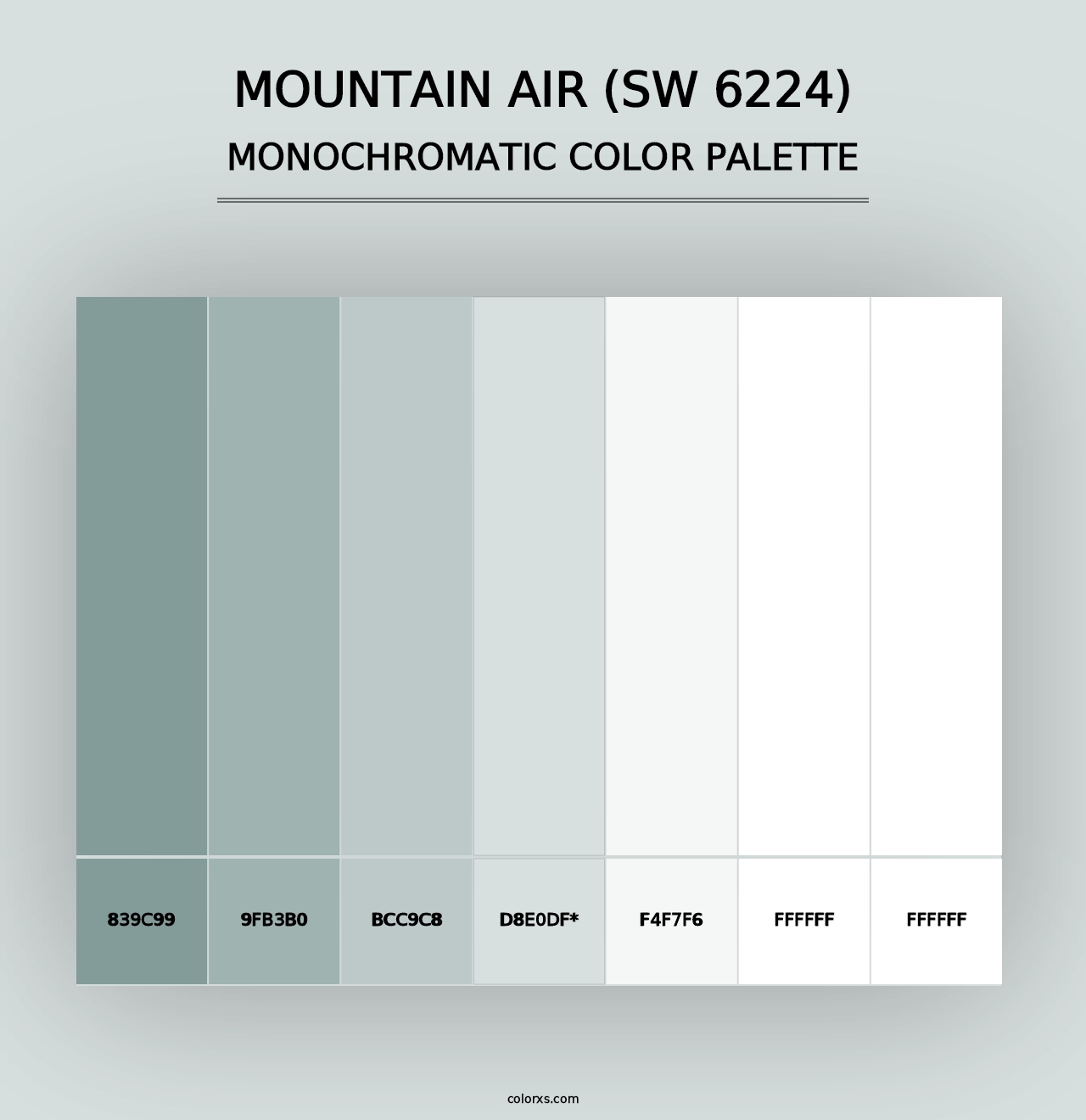 Mountain Air (SW 6224) - Monochromatic Color Palette