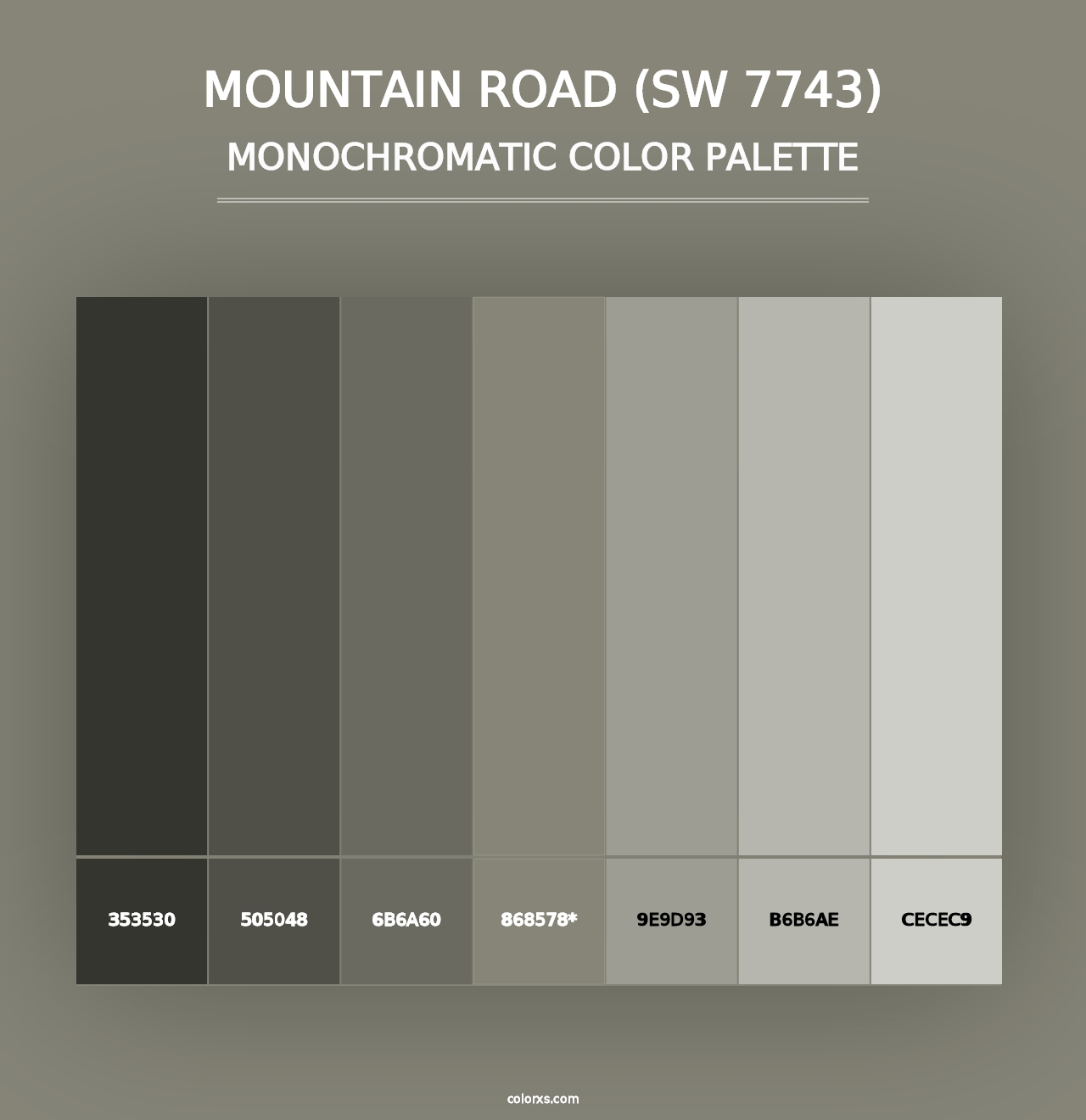 Mountain Road (SW 7743) - Monochromatic Color Palette