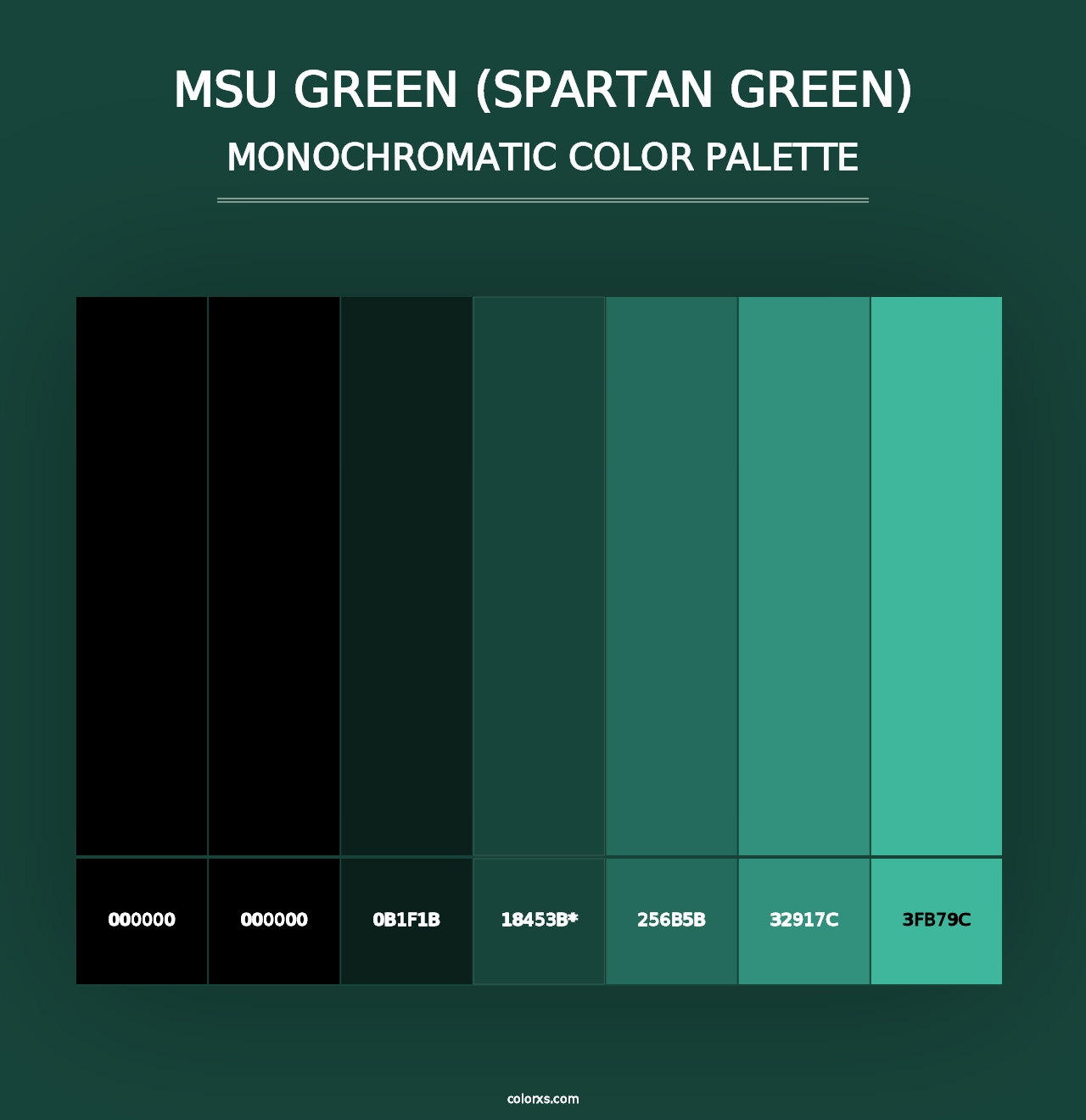 MSU Green (Spartan Green) - Monochromatic Color Palette