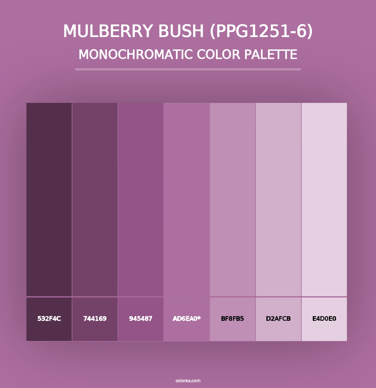 Mulberry Bush (PPG1251-6) - Monochromatic Color Palette