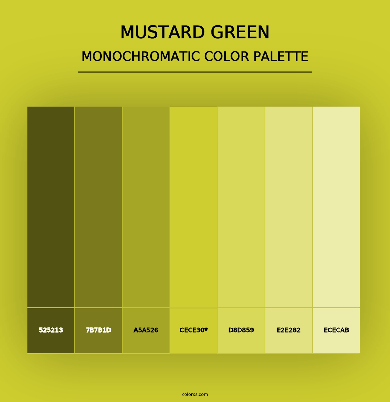 Mustard Green - Monochromatic Color Palette