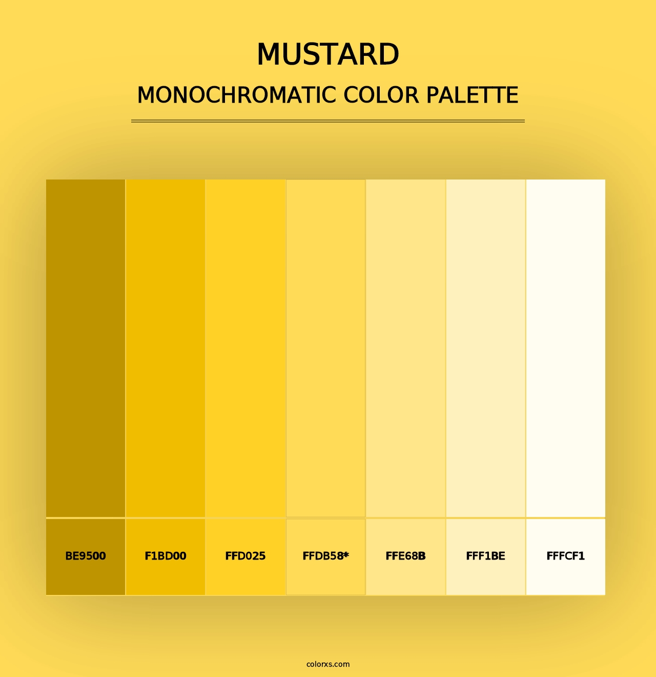 Mustard - Monochromatic Color Palette