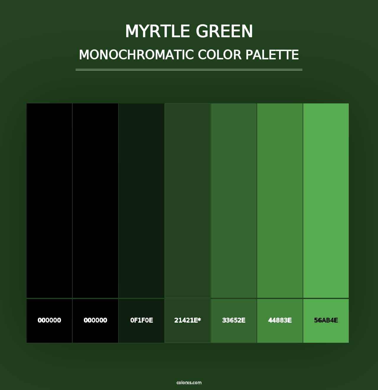 Myrtle Green - Monochromatic Color Palette