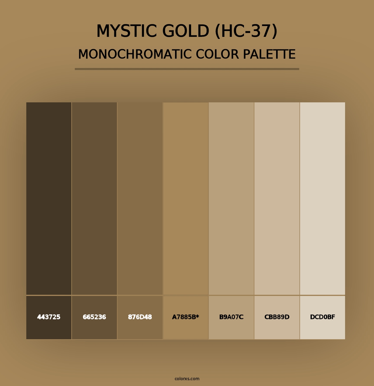 Mystic Gold (HC-37) - Monochromatic Color Palette