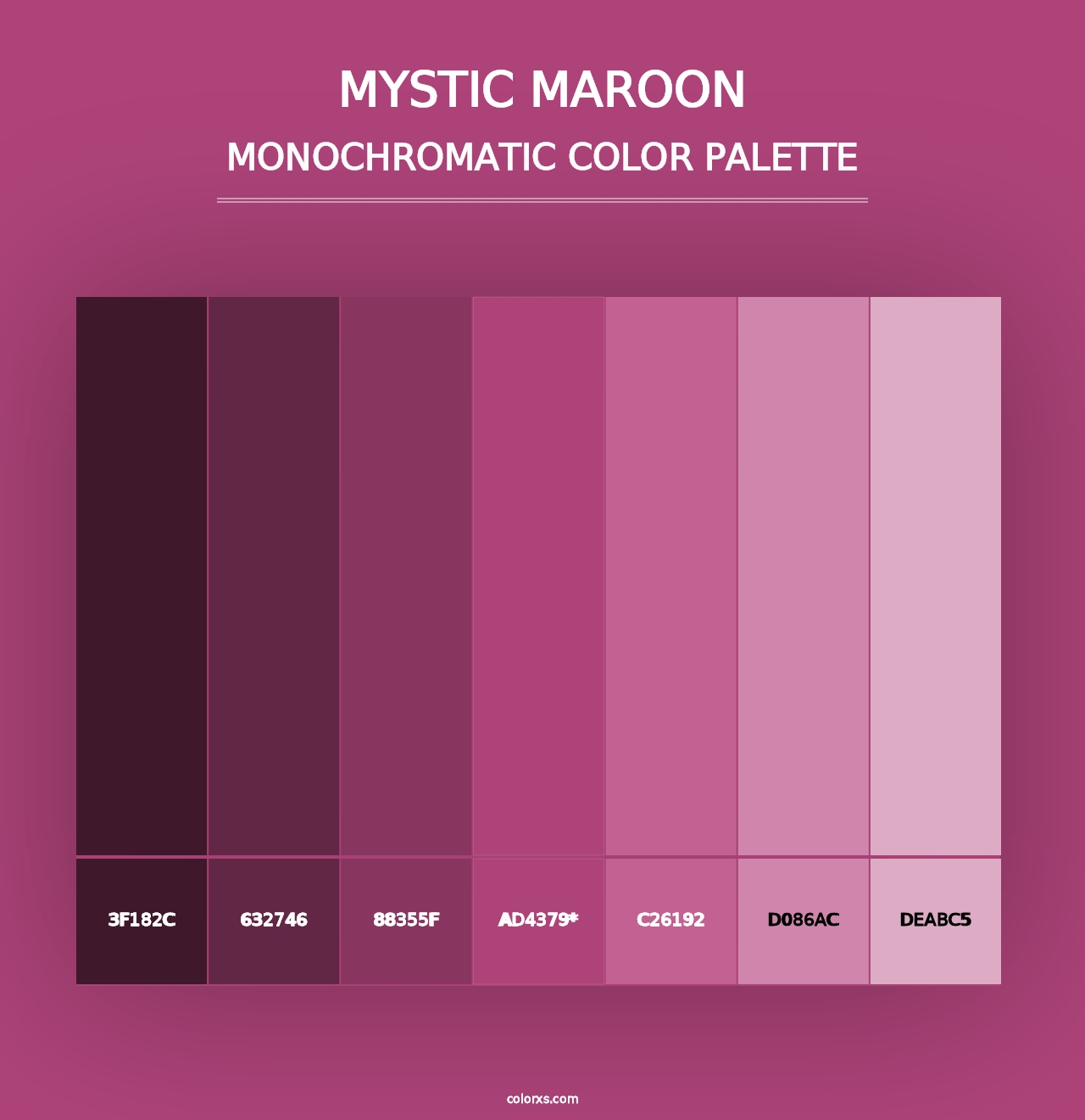 Mystic Maroon - Monochromatic Color Palette