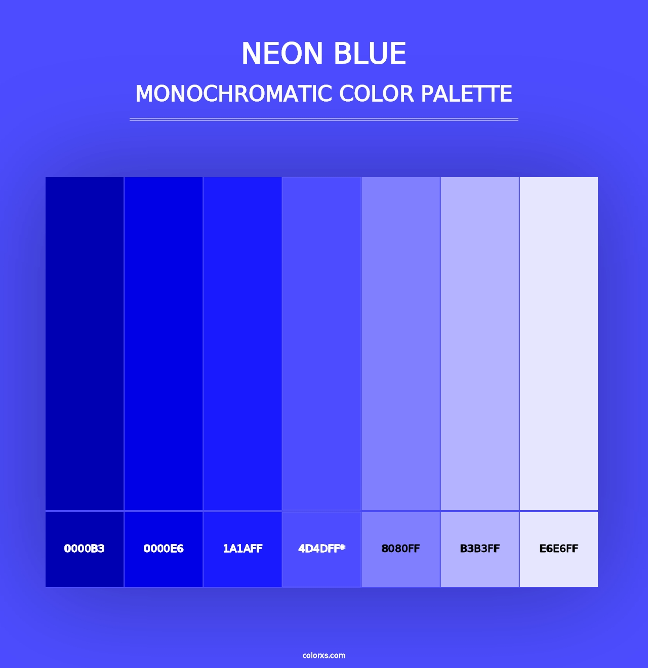 Neon Blue - Monochromatic Color Palette