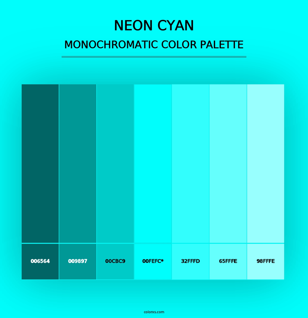 Neon Cyan - Monochromatic Color Palette