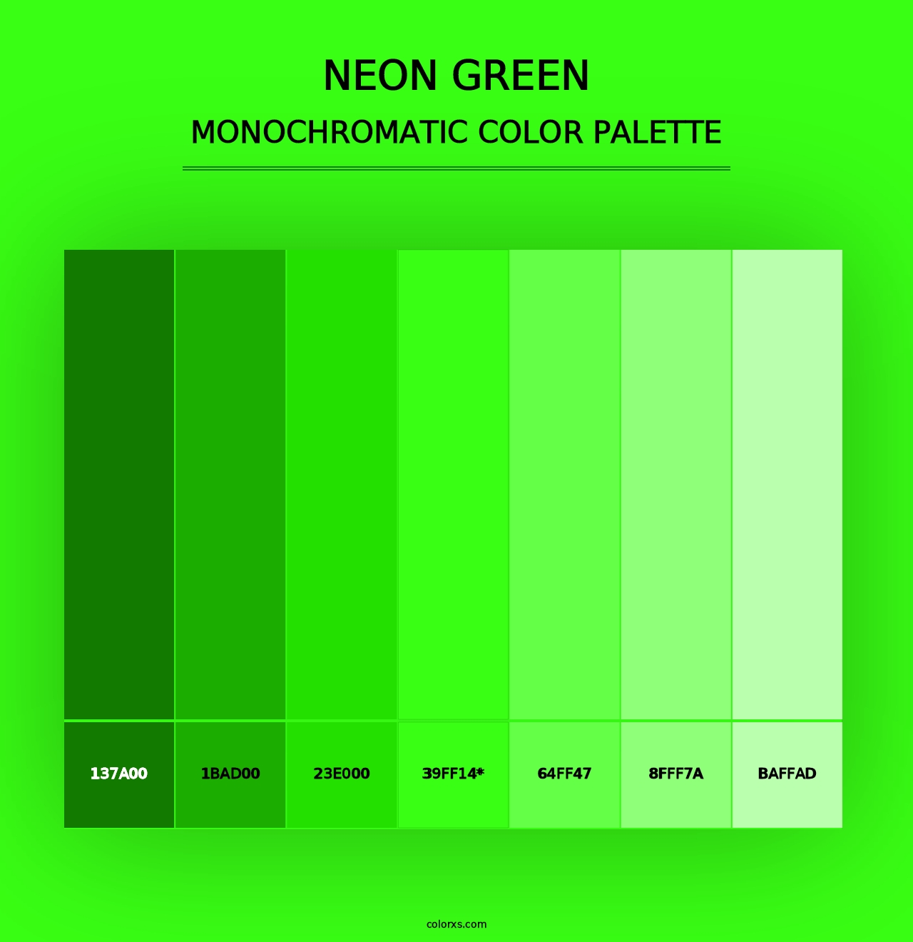 Neon Green - Monochromatic Color Palette