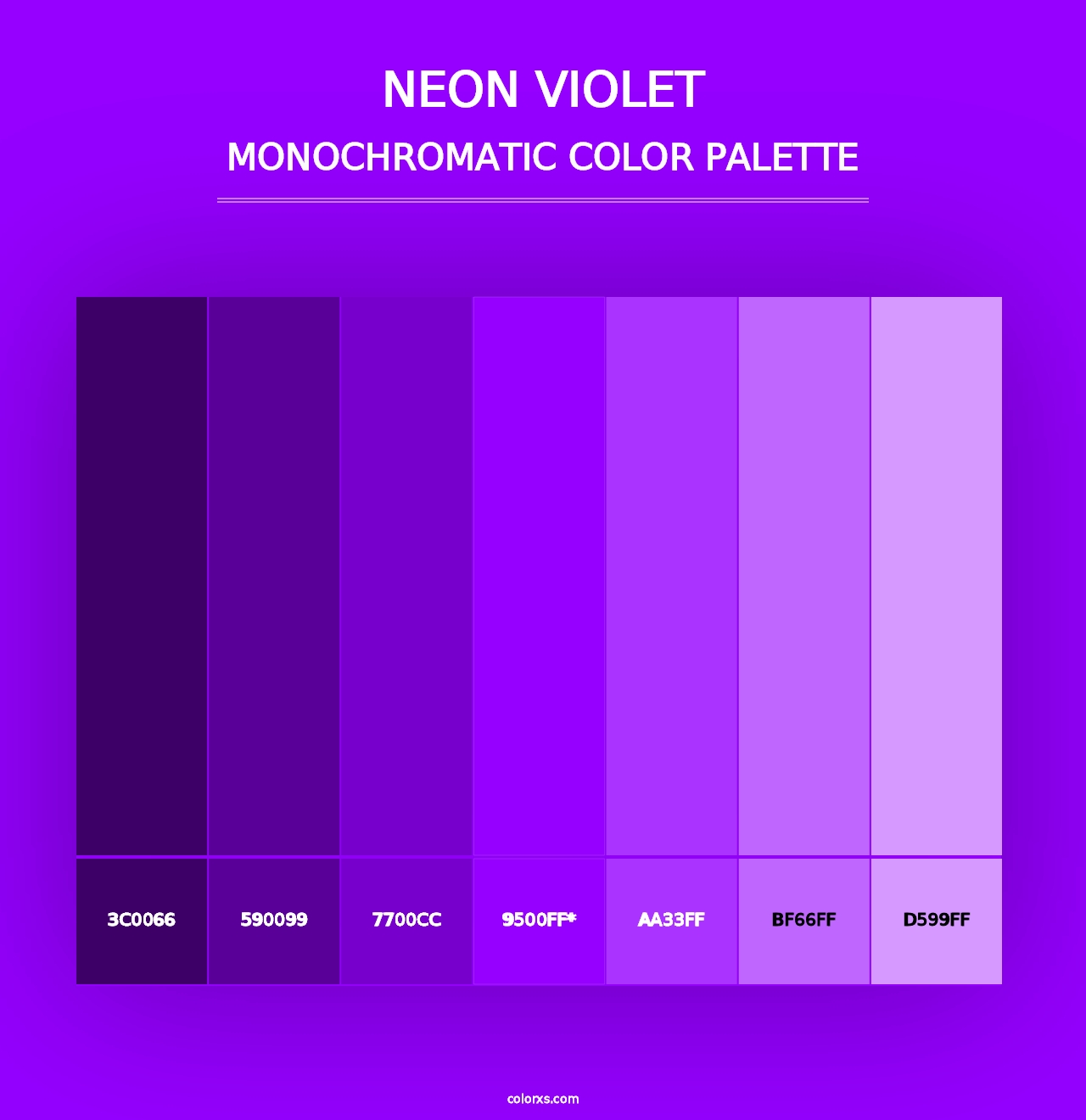 Neon Violet - Monochromatic Color Palette